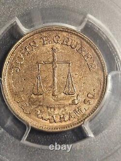 New York City Civil War Token John P Gruber Struck Over 1863 Cent PCGS MS63