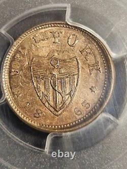 New York City Civil War Token John P Gruber Struck Over 1863 Cent PCGS MS63