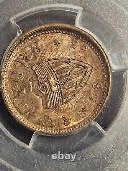 New York City Civil War Token John P Gruber Struck Over 1863 Cent PCGS MS63