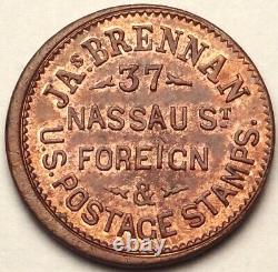 New York City Jas Brennan Civil War Store Card Token NY 630I-2a Postage Stamps