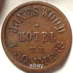 New York City Jones Wood Hotel Civil War Store Card Token NY 630BR-1a I. Sommers