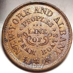 New York City People's Line of Steam Boats Civil War Store Card Token NY630BD-1a