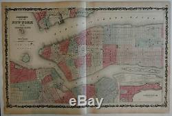 New York City plan 1862 Johnson & Ward map scarce Civil War-era Issue