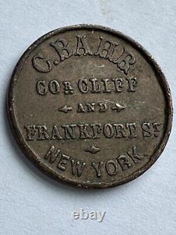 New York Civil War Token C Bahr Not One Cent