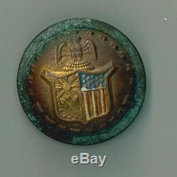 New York Civil War Uniform Button with red white & blue on shield Original Item