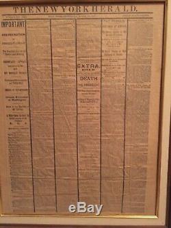 New York Herald April 15, 1865-Civil War, Lincoln Assassination Framed Newspaper