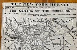 New York Herald Newspaper Civil War Centre of the Rebellion July 16 1862 Map