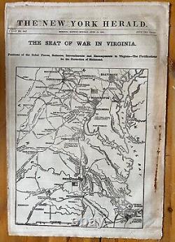 New York Herald Newspaper Civil War Seat of War in Virginia June 17 1861 Map