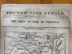 New York Herald Newspaper Civil War Seat of War in Virginia June 17 1861 Map