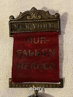 New York Monument Dedication Badge July 2, 1893 Gettysburg