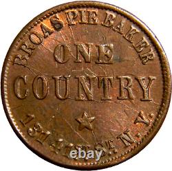 New York NY, 1863 Broas Pie One Country Baker Civil War Token (03260)