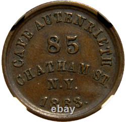 New York NY 1863 Civil War Token Cafe Autenrieth NGC AU 55 BN (25-3)