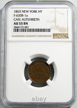 New York NY 1863 Civil War Token Cafe Autenrieth NGC AU 55 BN (25-3)