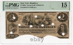 New York Nassau Bank of Brooklyn $2.00 PMG CH F 15 Civil War EXT RARE