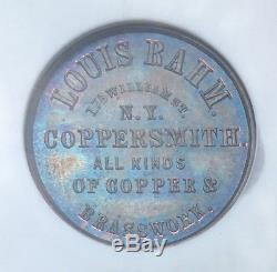 New York Pre-Civil War Token Louis Rahm Coppersmith NY 652 NGC MS-65 BN