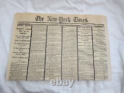 New York Times, Saturday, April 15,1865 President Lincoln Assassinated Newspaper