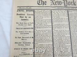 New York Times, Saturday, April 15,1865 President Lincoln Assassinated Newspaper