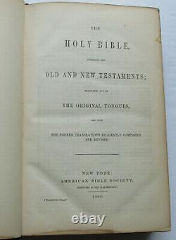 Old and New Testaments American Bible Society 1860 Civil War Era Leather Binding