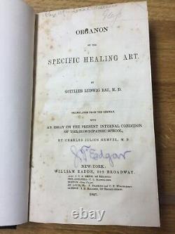 Organon of the Specific Healing Art by Gottlieb Ludwig Rau, MD 1847 Homeopathy