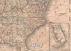 Original 1839 Antique Pre-Civil War US United States America USA Rare Tanner Map