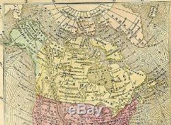 Original 1857 Pre-Civil War Hand-Colored Map NORTH AMERICA US United States USA