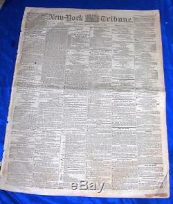 Original Antique CIVIL War Newspaper, Ny Tribune Jan 3 1862, Slavery, Battles