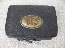 Original Civil War Cartridge Box, Plate, Tin. STORMS N. Y