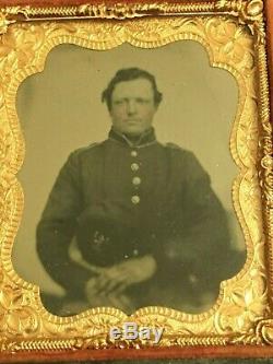 Original Civil War Soldier Photo 1/6 cased 141 st Reg NY Volunteers Company E
