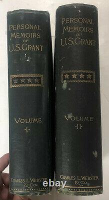 PERSONAL MEMOIRS OF U. S. GRANT 1885-86 1st Ed Two Volumes Civil War Military