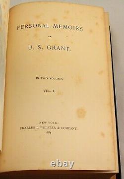 PERSONAL MEMOIRS OF U. S. GRANT 1885-86 1st Ed. Two Volumes Civil War Military