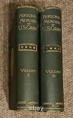 PERSONAL MEMOIRS OF U. S. GRANT 1885-86 1st Edition Two Volumes Civil War