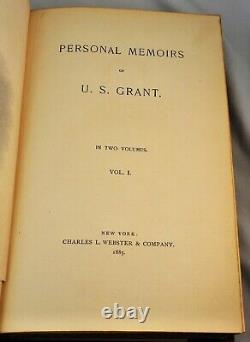 PERSONAL MEMOIRS OF U. S. GRANT 1885 Two Volumes Civil War Military Fine Binding