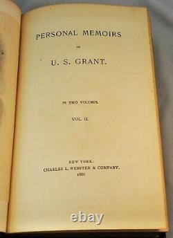 PERSONAL MEMOIRS OF U. S. GRANT 1885 Two Volumes Civil War Military Fine Binding