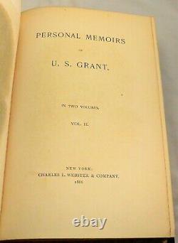 PERSONAL MEMOIRS OF U. S. GRANT 1885 Two Volumes Civil War Military Fine Binding