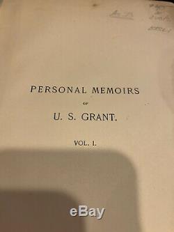 PERSONAL MEMOIRS of U. S. GRANT VOL. 1 & 2 1885 FIRST EDITION CIVIL WAR
