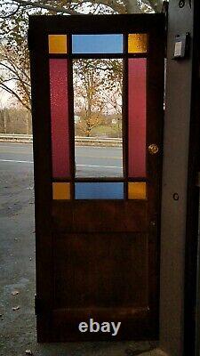 POST-CIVIL-WAR QUEEN ANNE STAINED GLASS DOOR, 1910s CATSKILL REGION NY VERY NICE