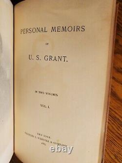 Personal Memoirs Of U. S. Grant First Edition In Full Leather, Two Volumes