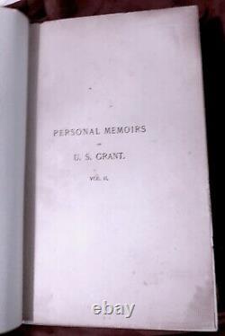 Personal Memoirs Of U. S. Grant, First Edition, Qtr. Leather, Good Condition