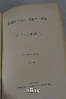 Personal Memoirs Ulysses S. Grant first edition first printing 2 vol set brown