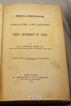 Personal Reminiscences of GEN. ROBERT E. LEE 1875 Civil War Veterans book