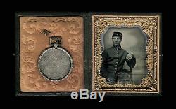 Photo Young Civil War Soldier ID'd Marksmanship Medal Poss KIA 131 NY Infantry