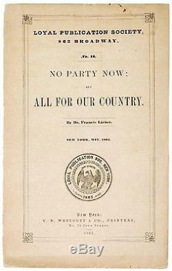 Political Pamphlet, New York, 1863 Civil War