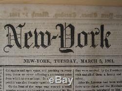 Pre CIVIL War Ny Times March 5 1861 Abraham Lincoln Inauguration Csa Navy Sc Fl