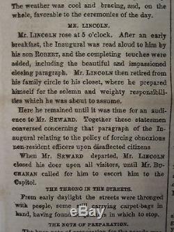 Pre CIVIL War Ny Times March 5 1861 Abraham Lincoln Inauguration Csa Navy Sc Fl