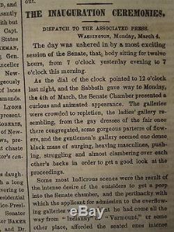 Pre CIVIL War Ny Times March 5 1861 Abraham Lincoln Inauguration Csa Navy Sc Fl