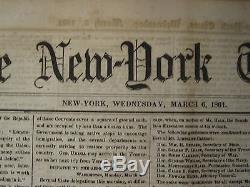 Pre CIVIL War Ny Times March 6 1861 Lincoln Seward Speech Cabinet Confirmations