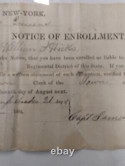 Queens New York Draft Notice Hicks to Join the Civil War Dated 1864 Cpt. Powers
