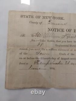 Queens New York Draft Notice Hicks to Join the Civil War Dated 1864 Cpt. Powers