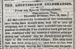 RARE! CIVIL WAR NEW YORK TIMES SUPPLEMENT NOV 21, 1863 LINCOLN at GETTYSBURG