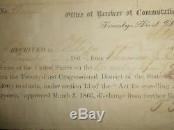 RARE Civil War 1863 Commutation $300 Receipt Draft dodge Discharge Utica NY 21st